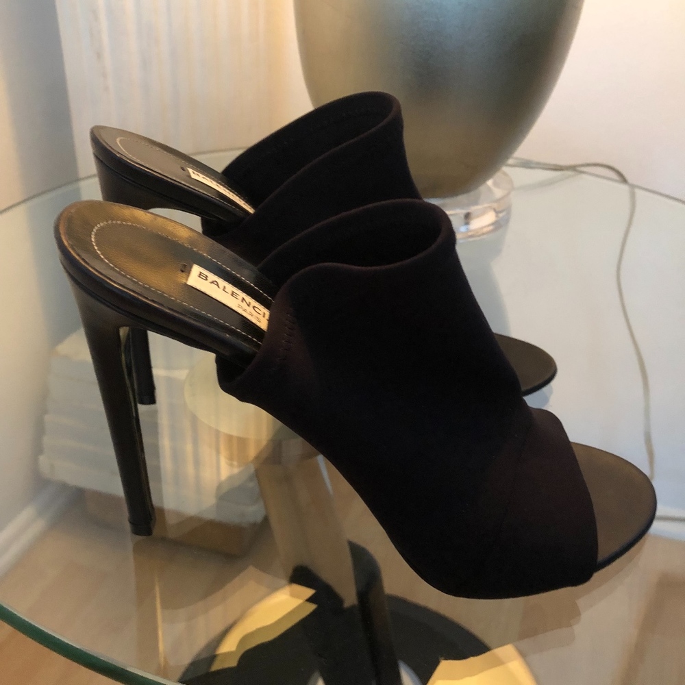 Balenciaga Black Open Toe W/ Stiletto Heel